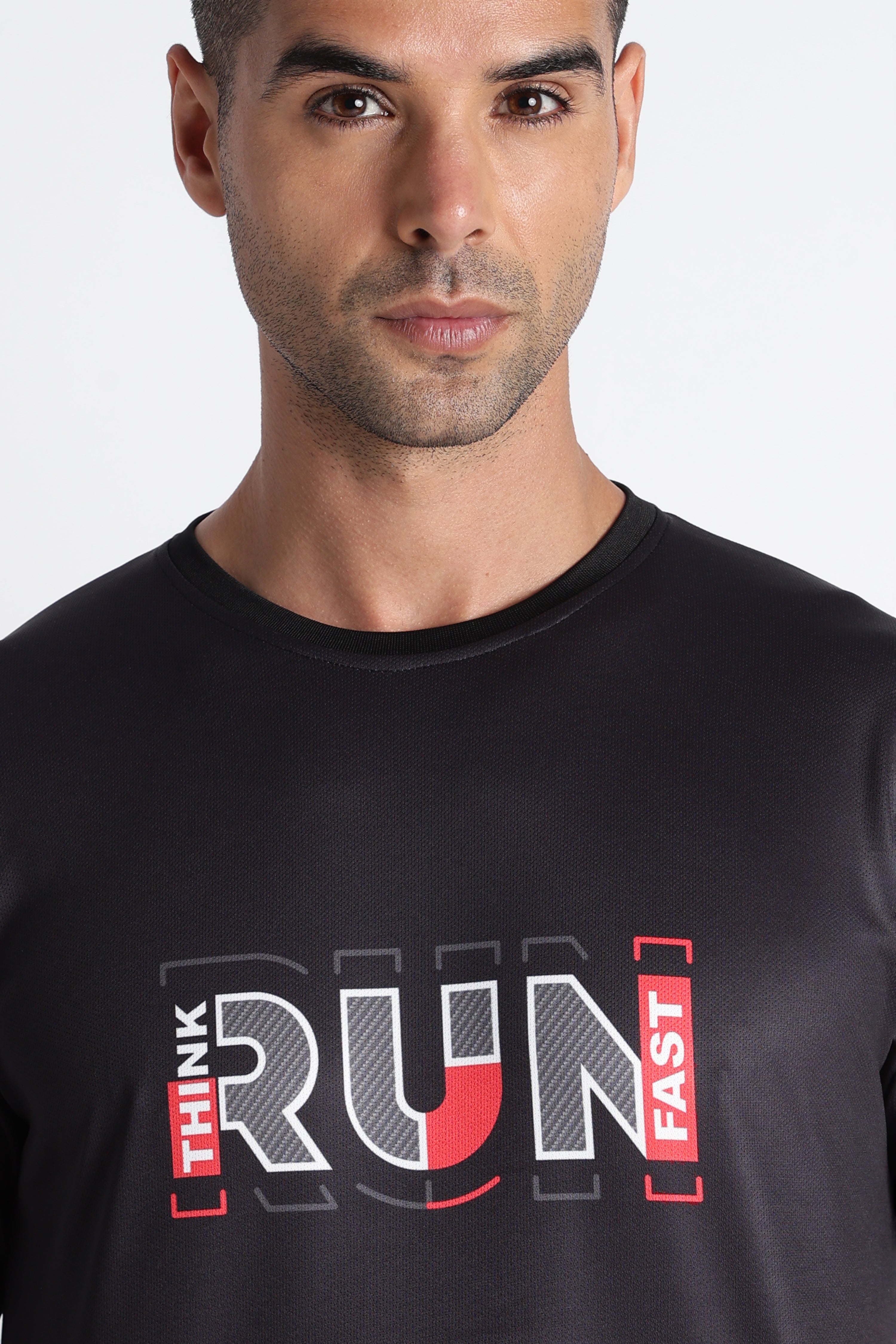 THINK RUN FAST Tee | Black Men’s Gym Workout T-Shirt