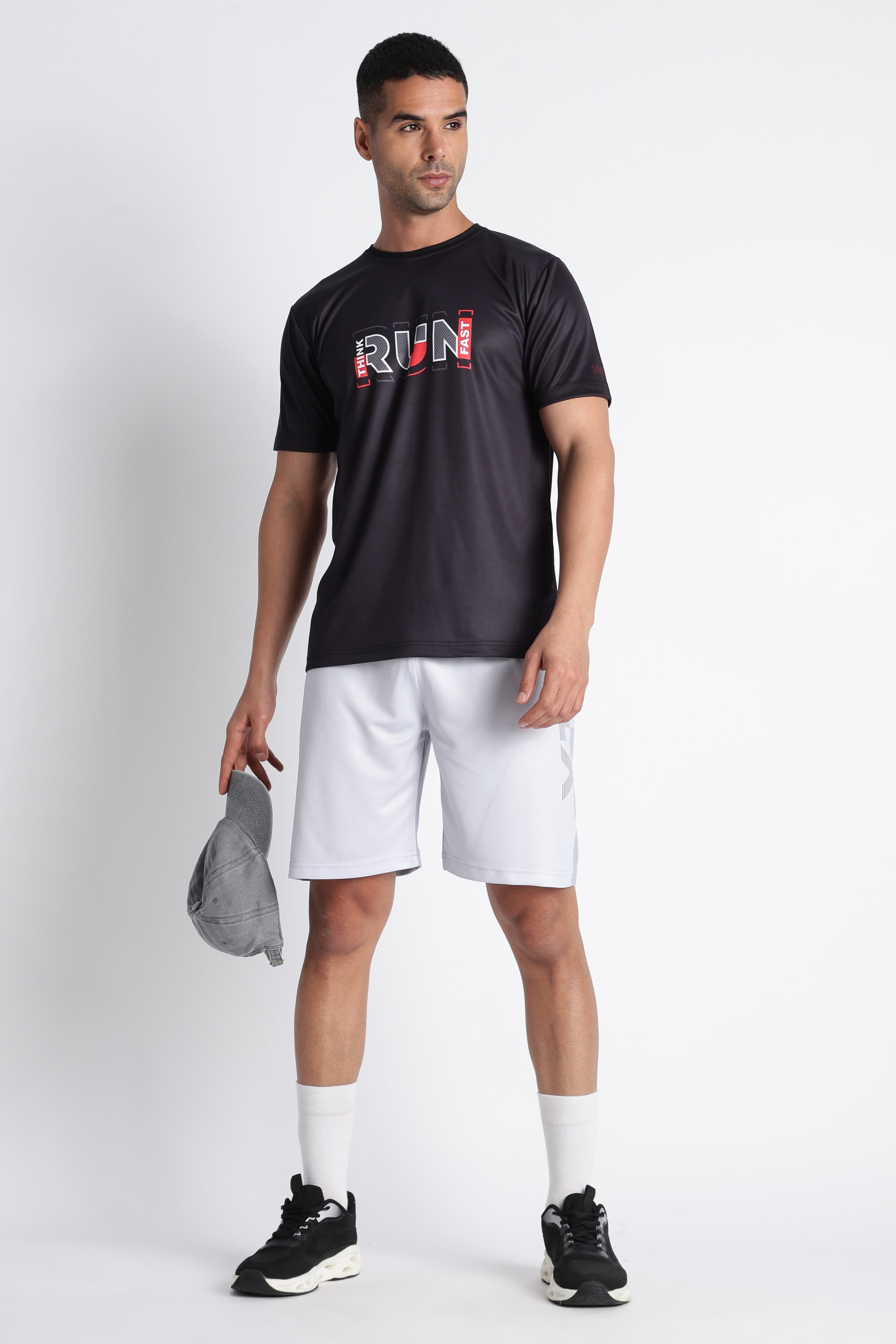 THINK RUN FAST Tee | Black Men’s Gym Workout T-Shirt