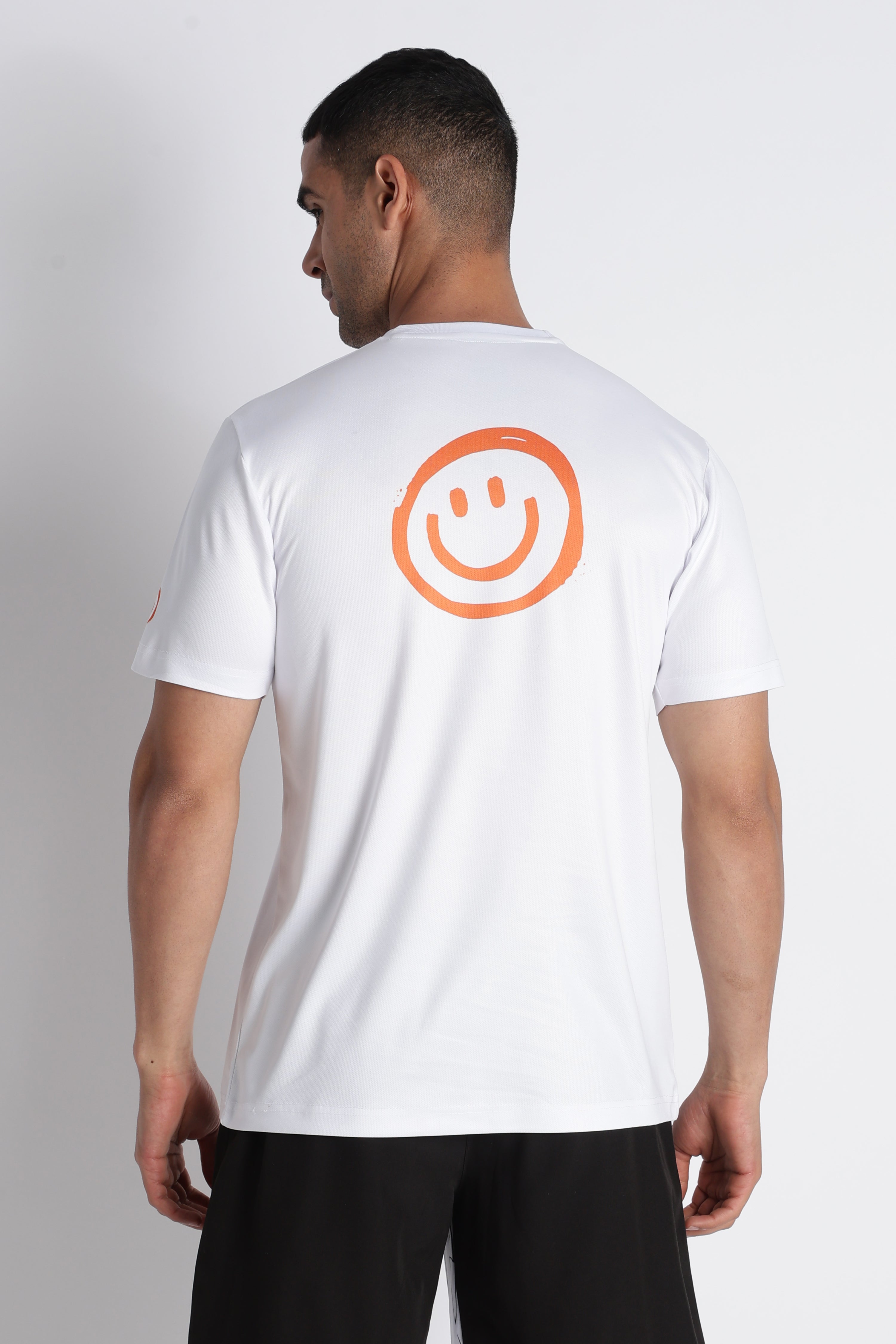 White Smiley Graphic Tee – Casual Active wear