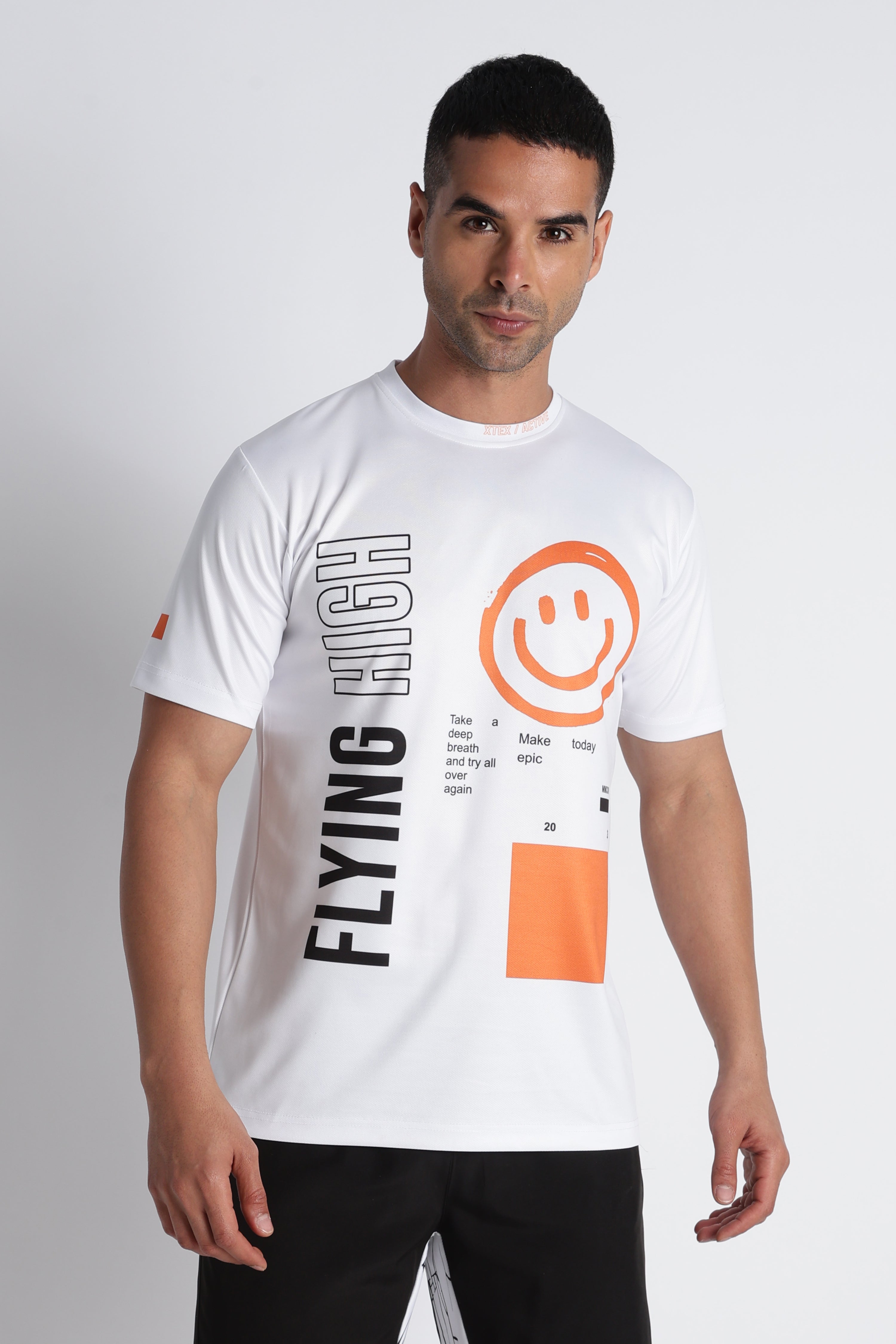 White Smiley Graphic Tee – Casual Active wear