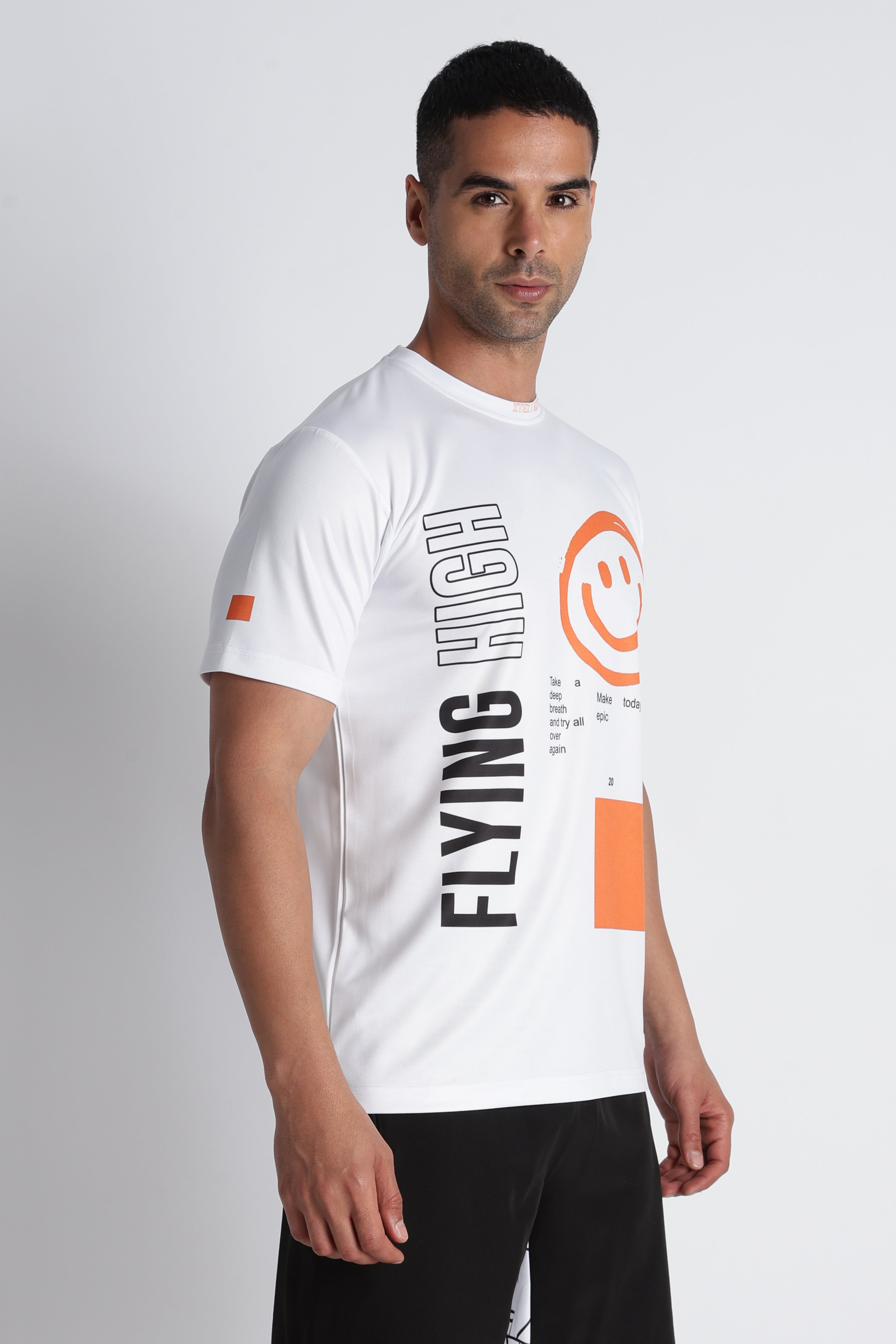 White Smiley Graphic Tee – Casual Active wear