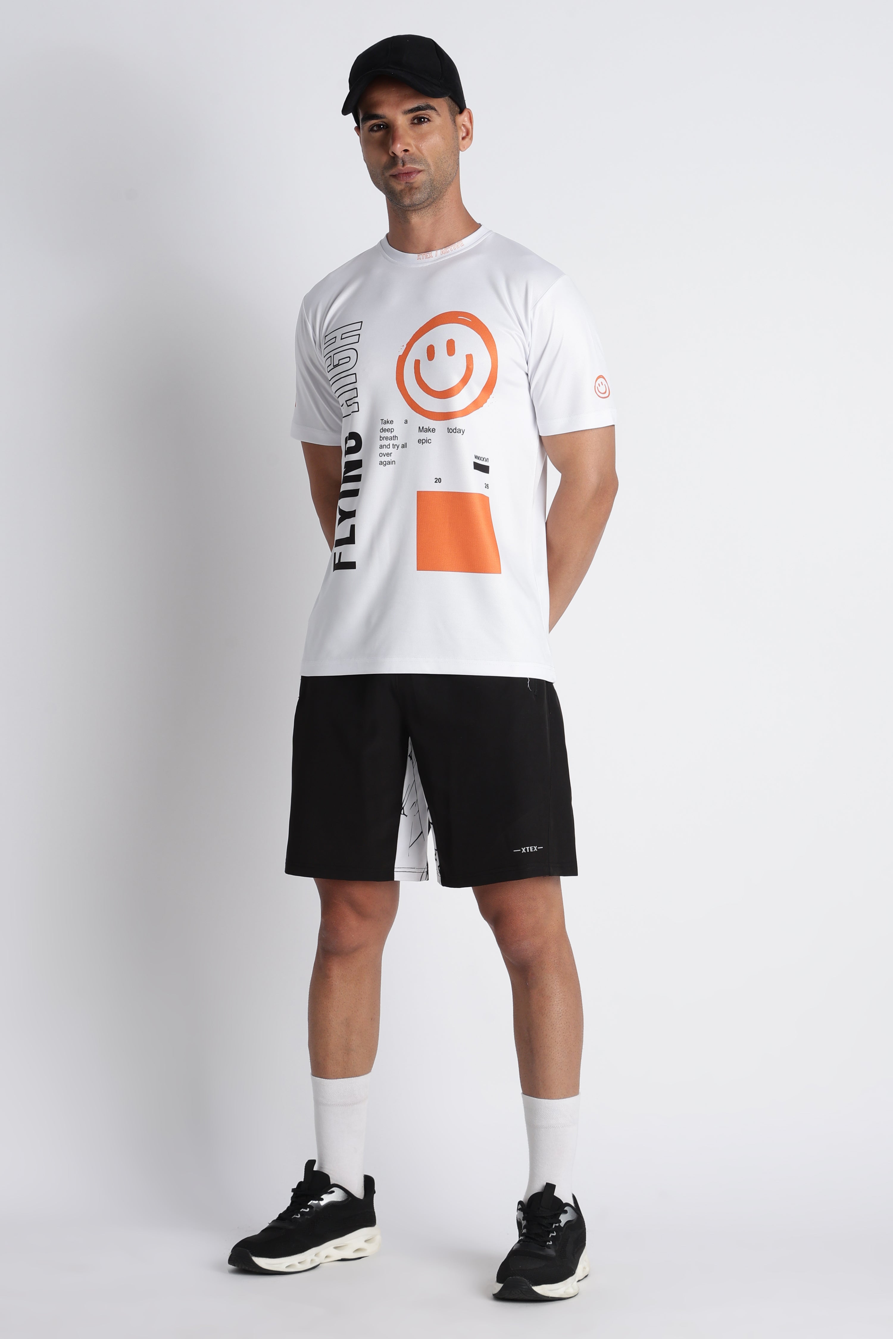 White Smiley Graphic Tee – Casual Active wear