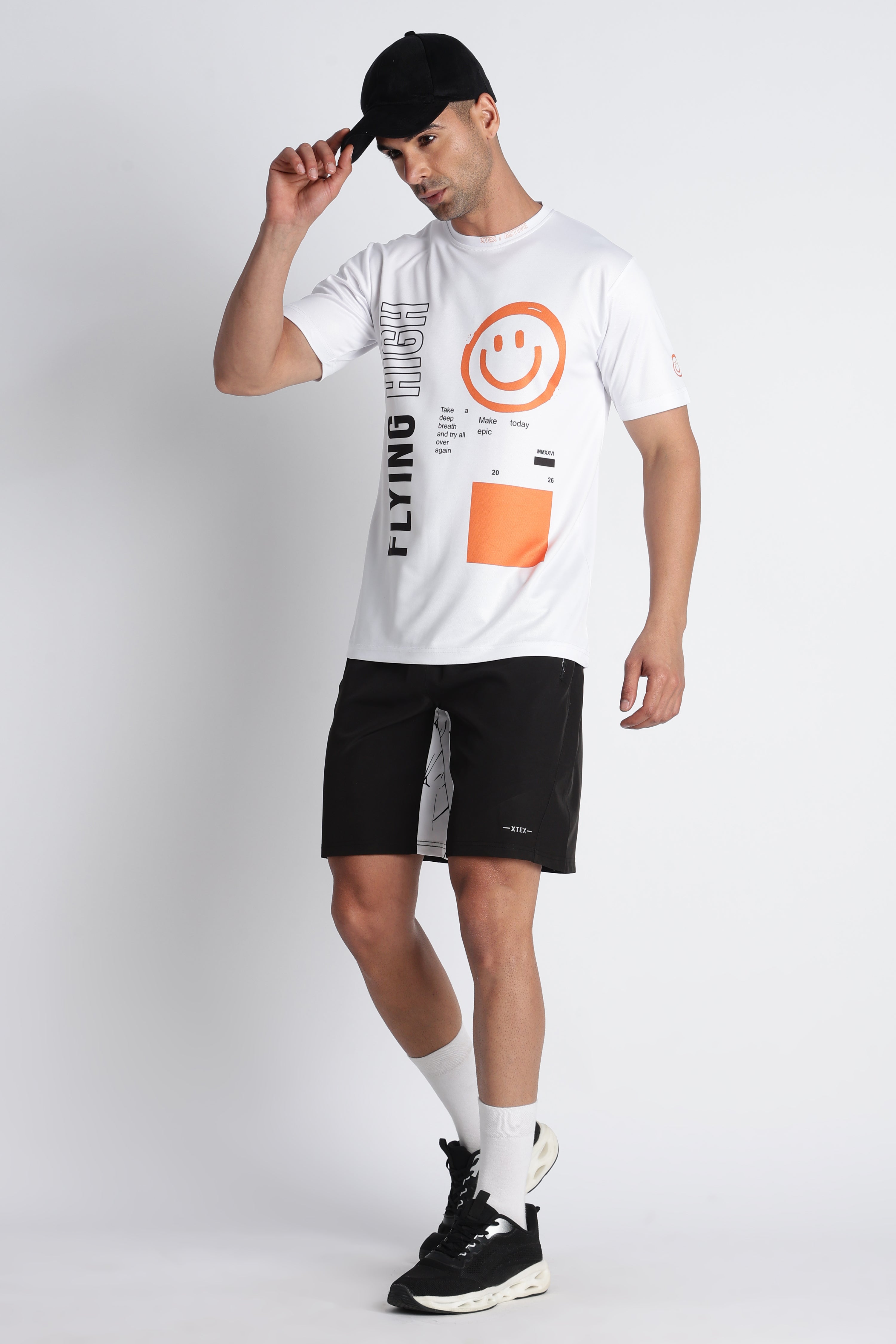 White Smiley Graphic Tee – Casual Active wear
