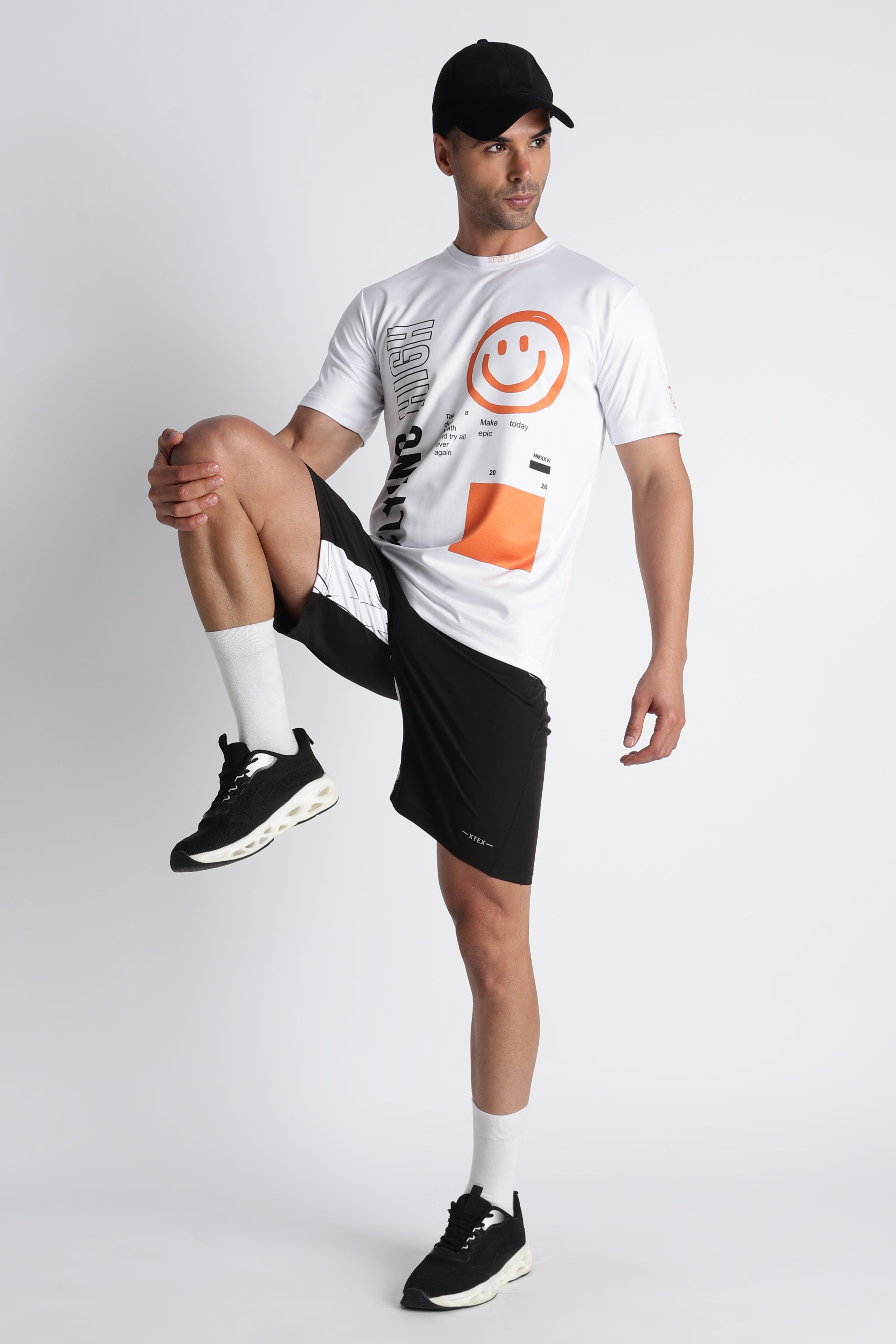 White Smiley Graphic Tee – Casual Active wear