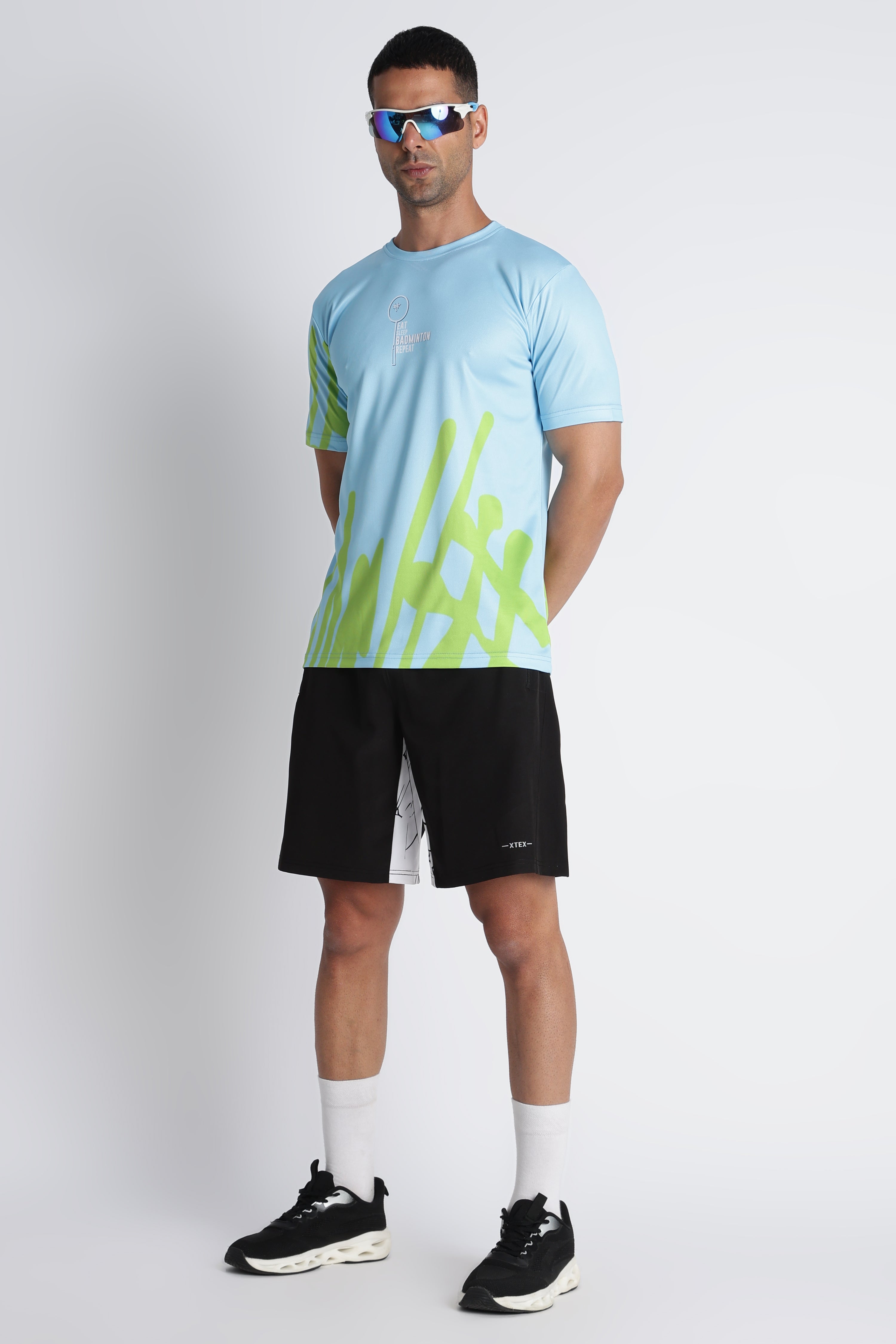 XTEX Abstract pattern sky Blue Badminton Jersey - UV protected
