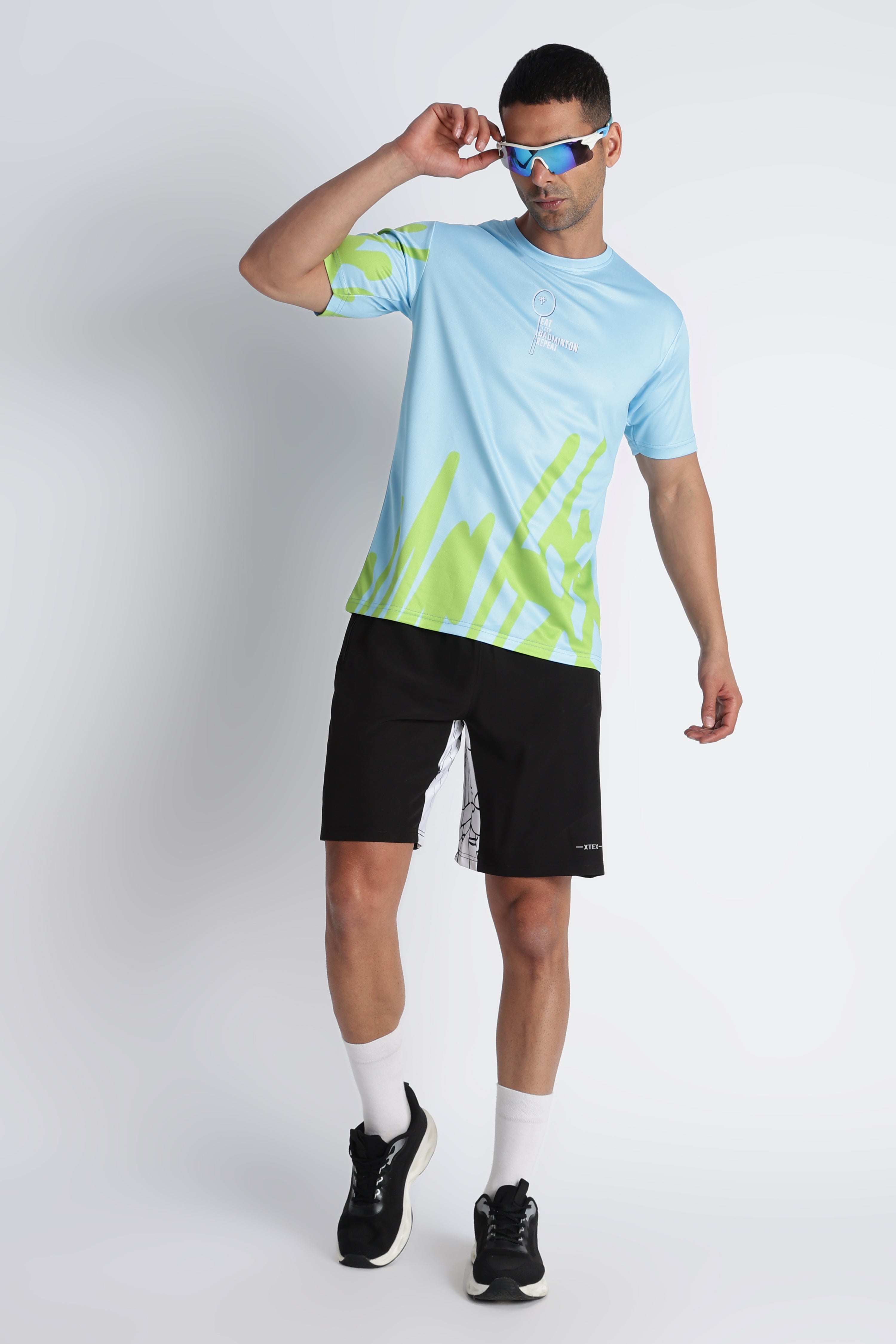 XTEX Abstract pattern sky Blue Badminton Jersey - UV protected