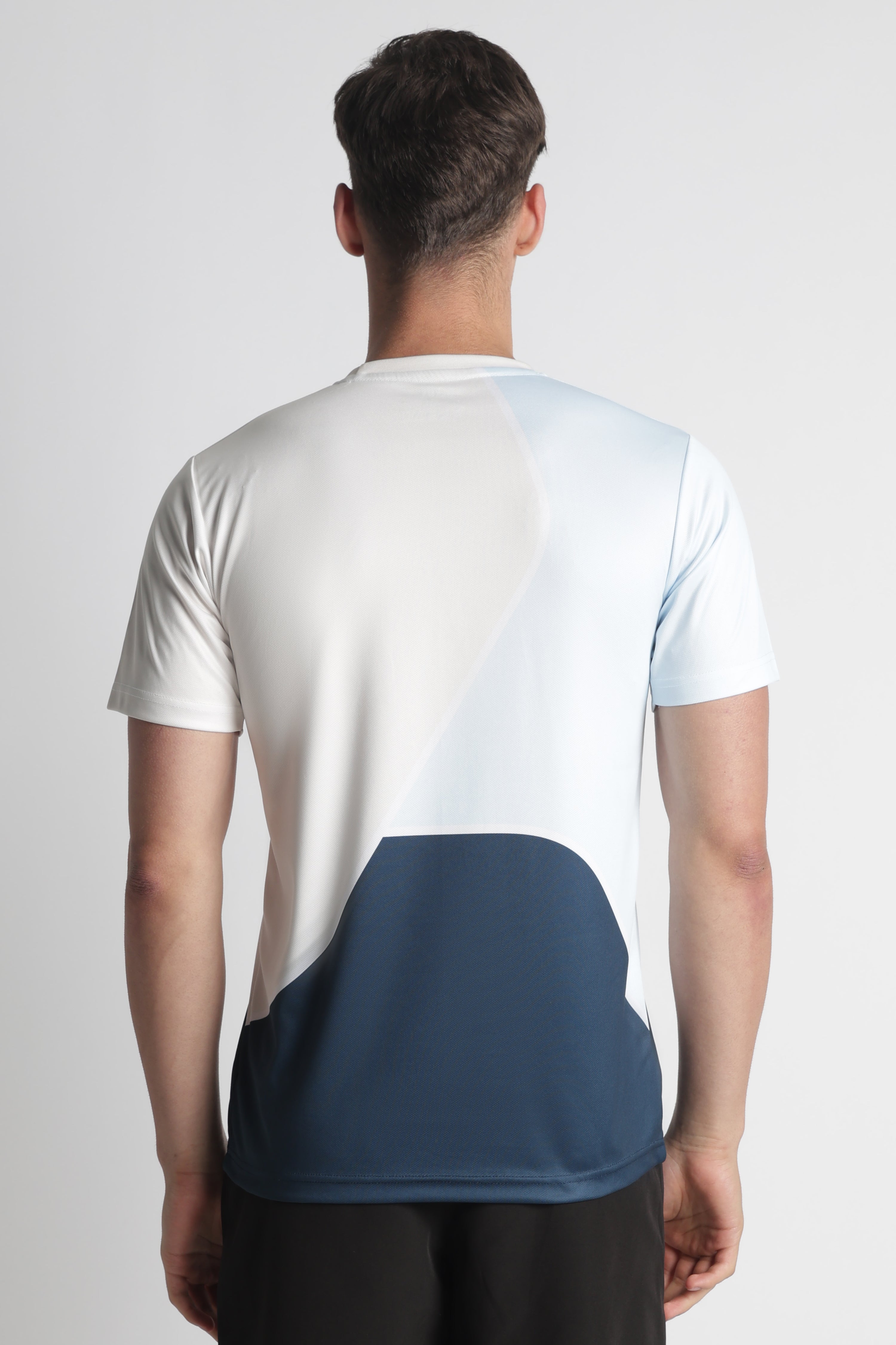 White & Blue Colorblock Athletic Jersey – Breathable Activewear | Xtex