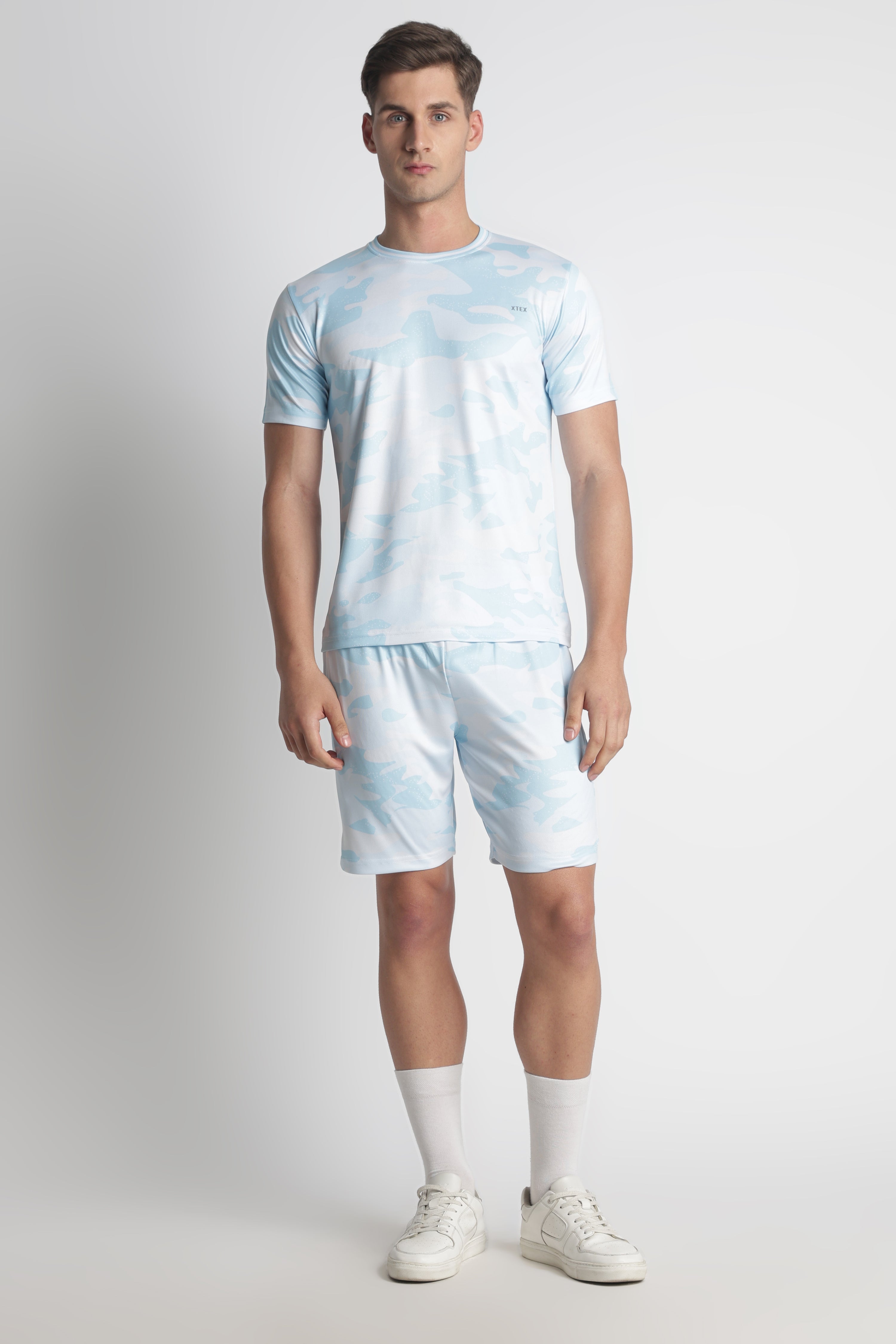 Light Blue Camo Activewear Set – Moisture-Wicking