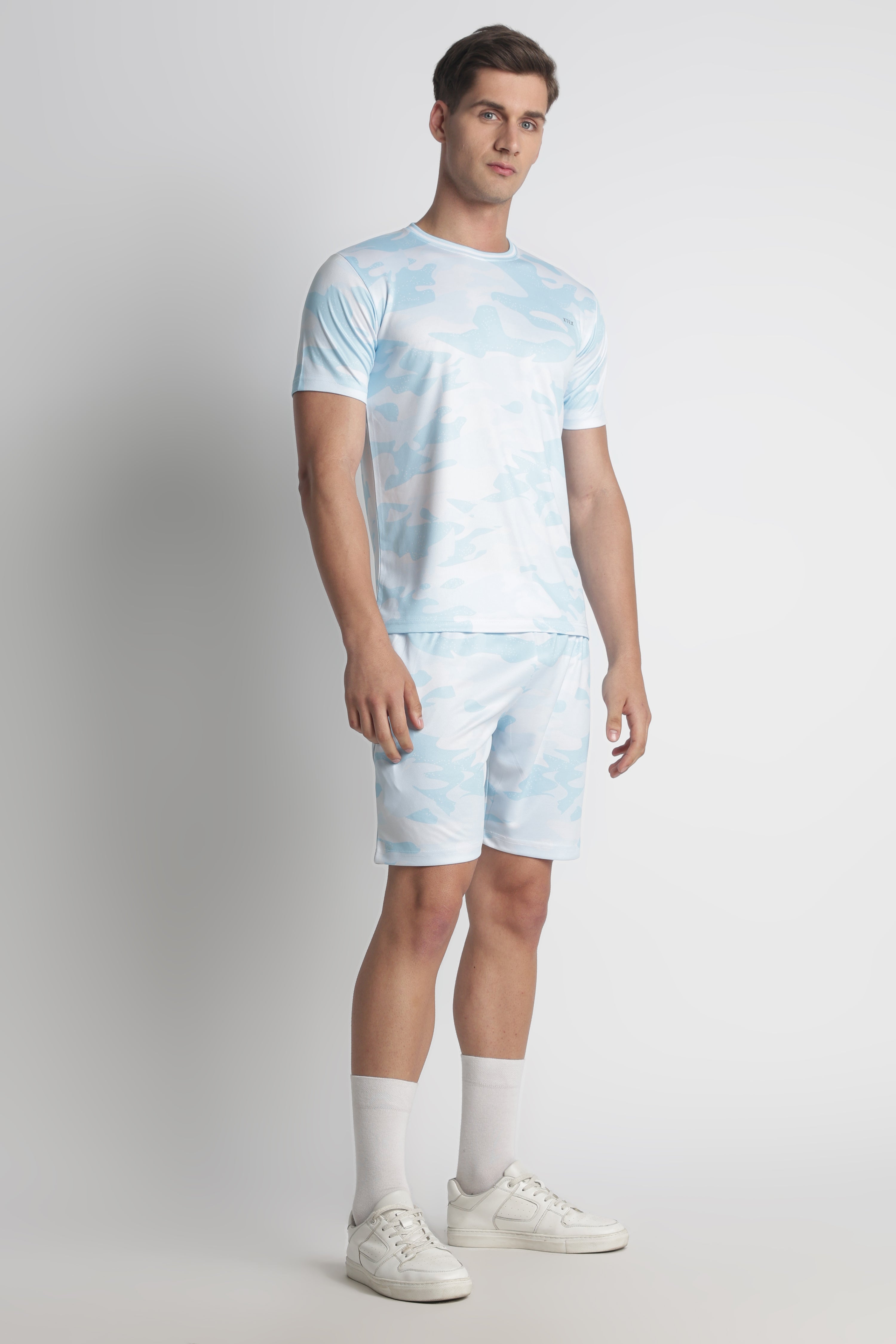 Light Blue Camo Activewear Set – Moisture-Wicking