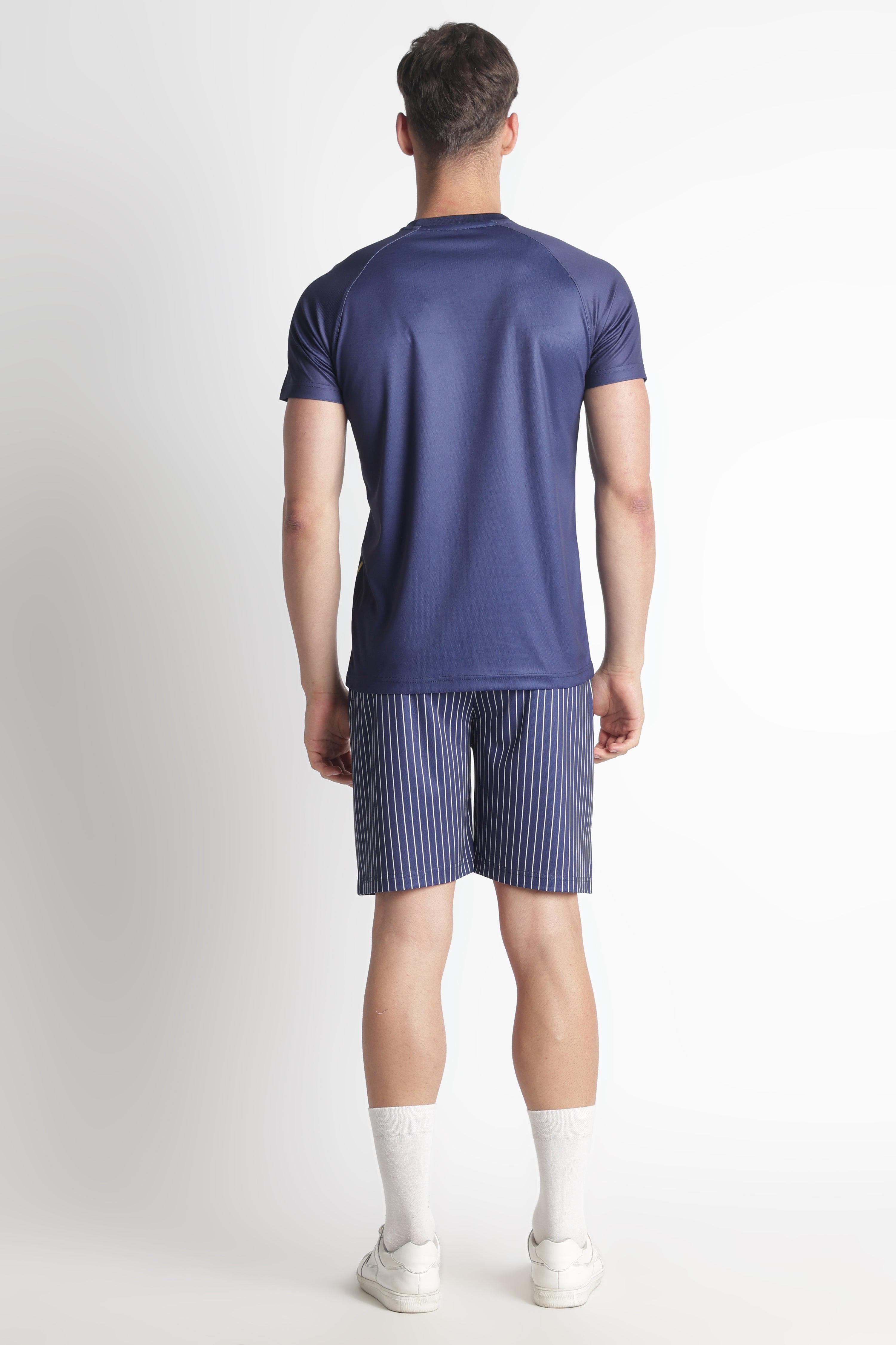 Navy Blue Abstract Graphic Jersey – Moisture-Wicking Performance Tee