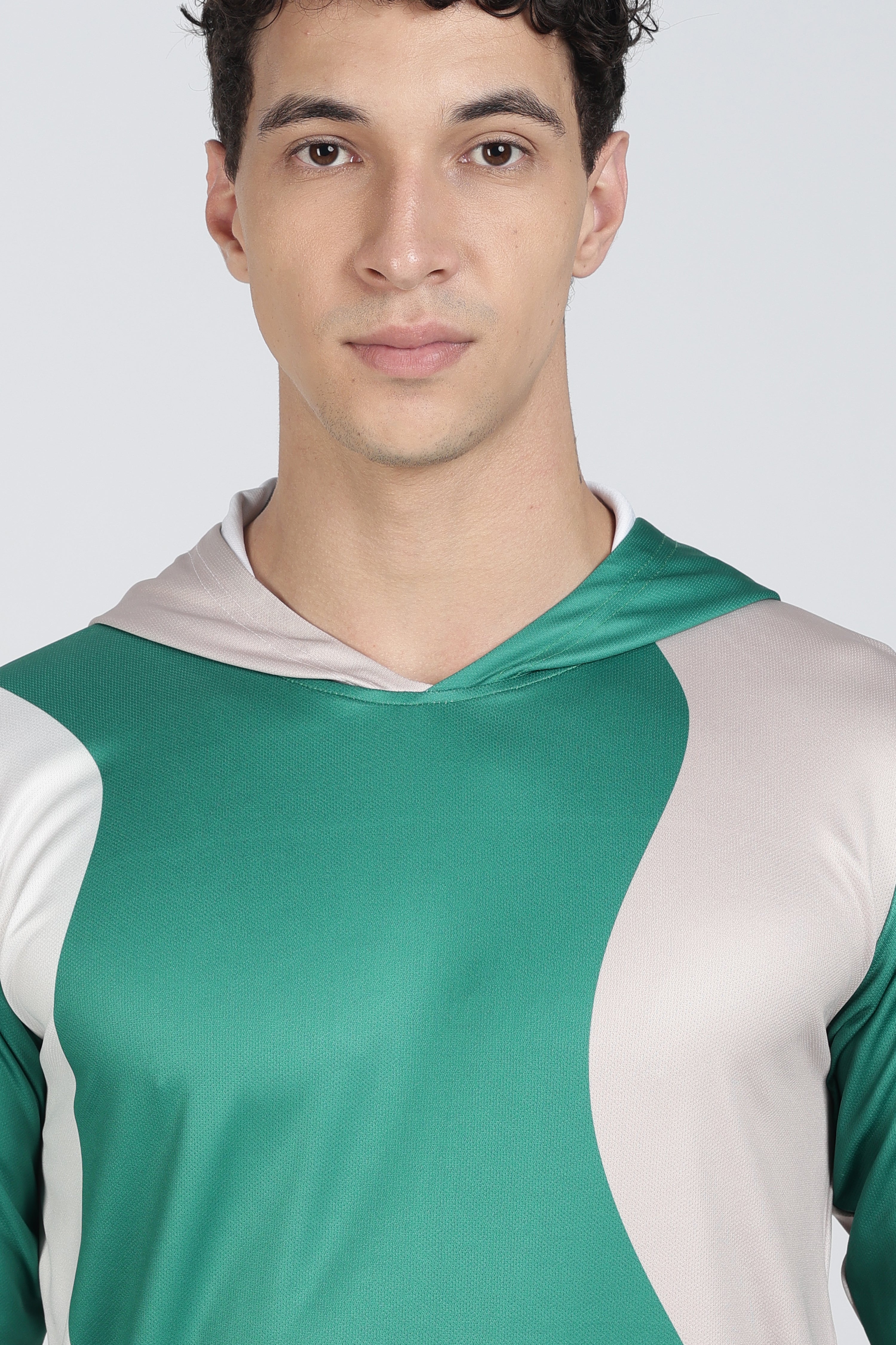 Green‑White Colorblock Hoodie Set – Moisture‑Wicking Active Wear