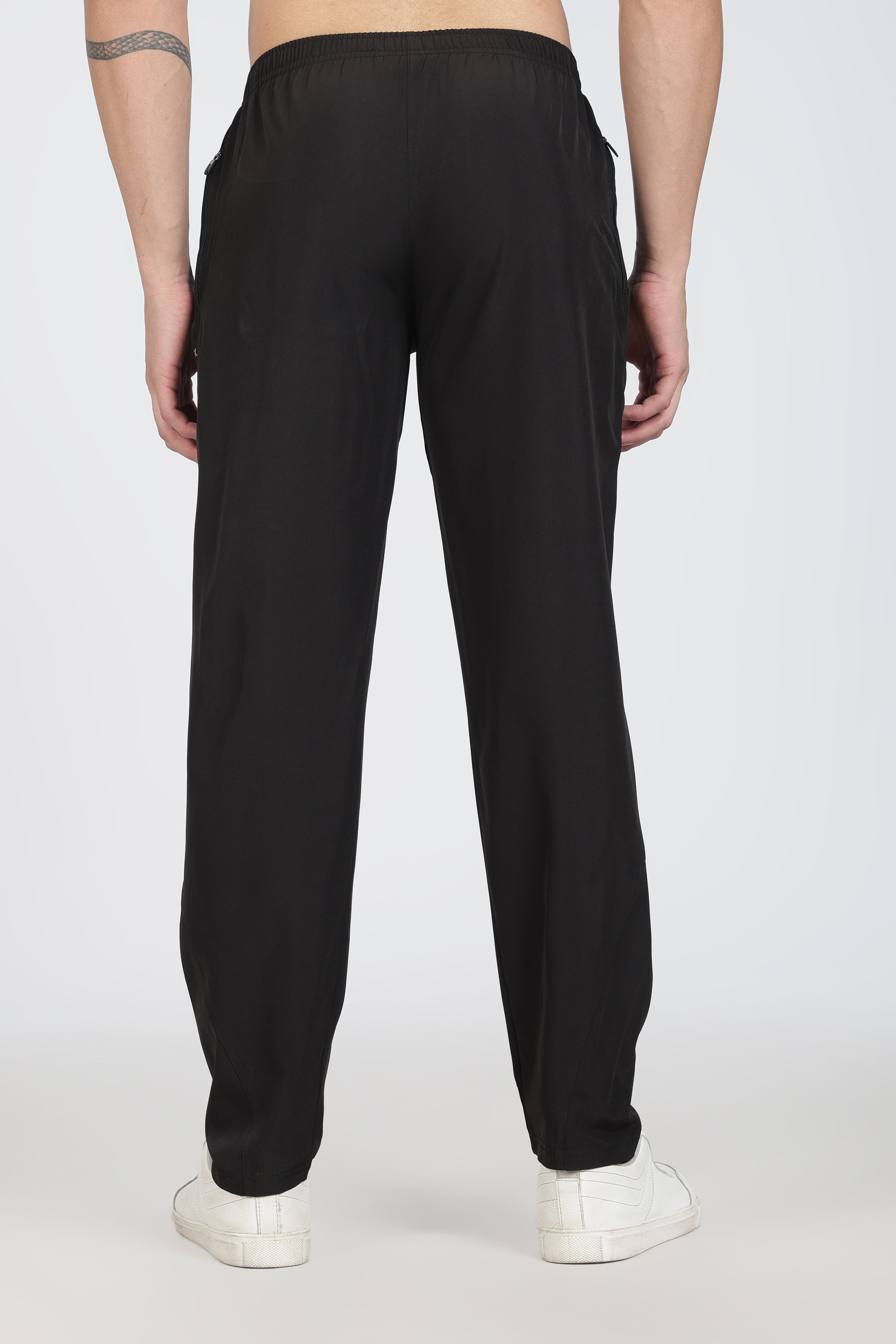 Black  Athletic Track Pants – Breathable Elastic Waist Joggers with Zipper Pocket