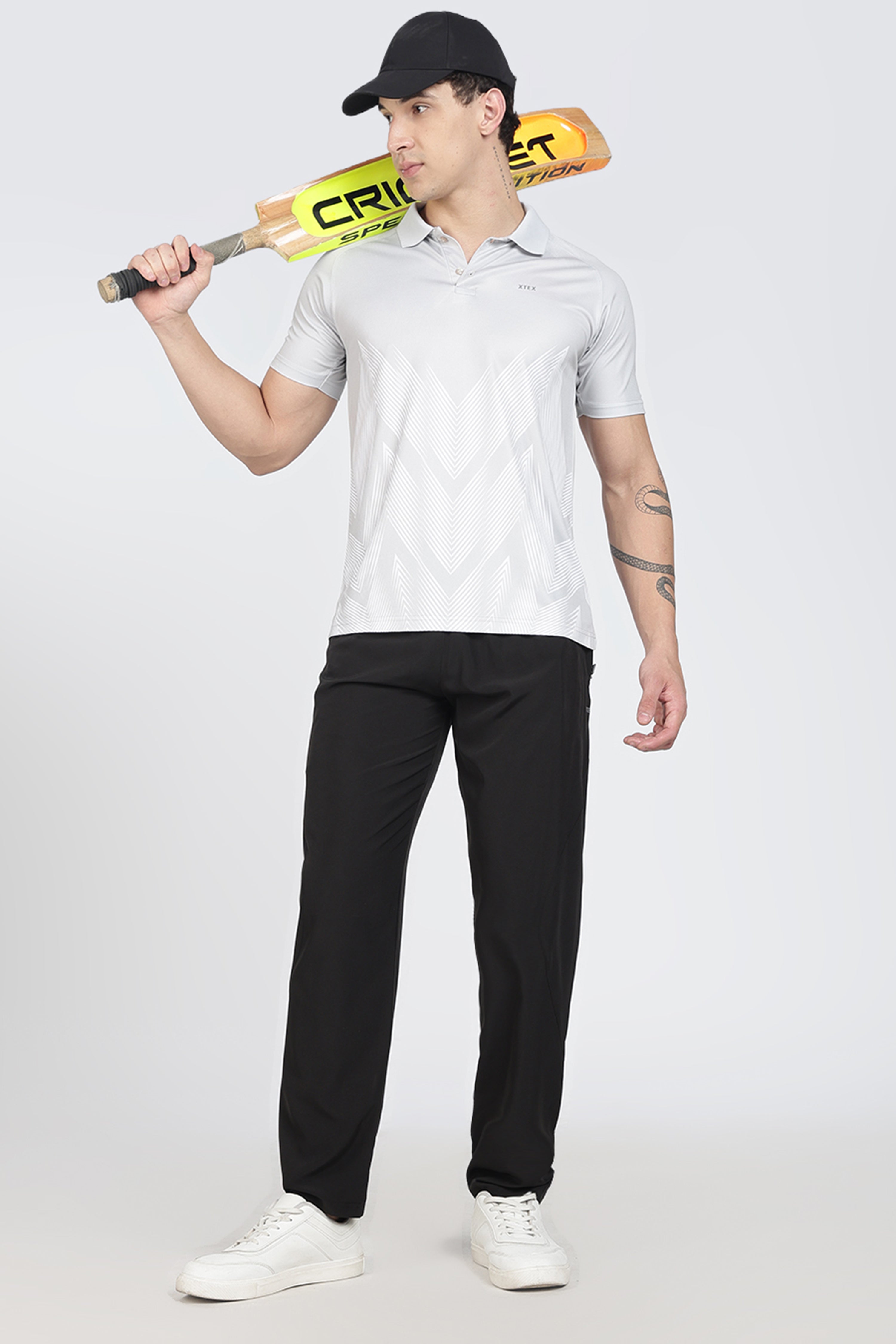 Active-Wear Polo – Breathable Chevron Design for Cricket & Casual Play