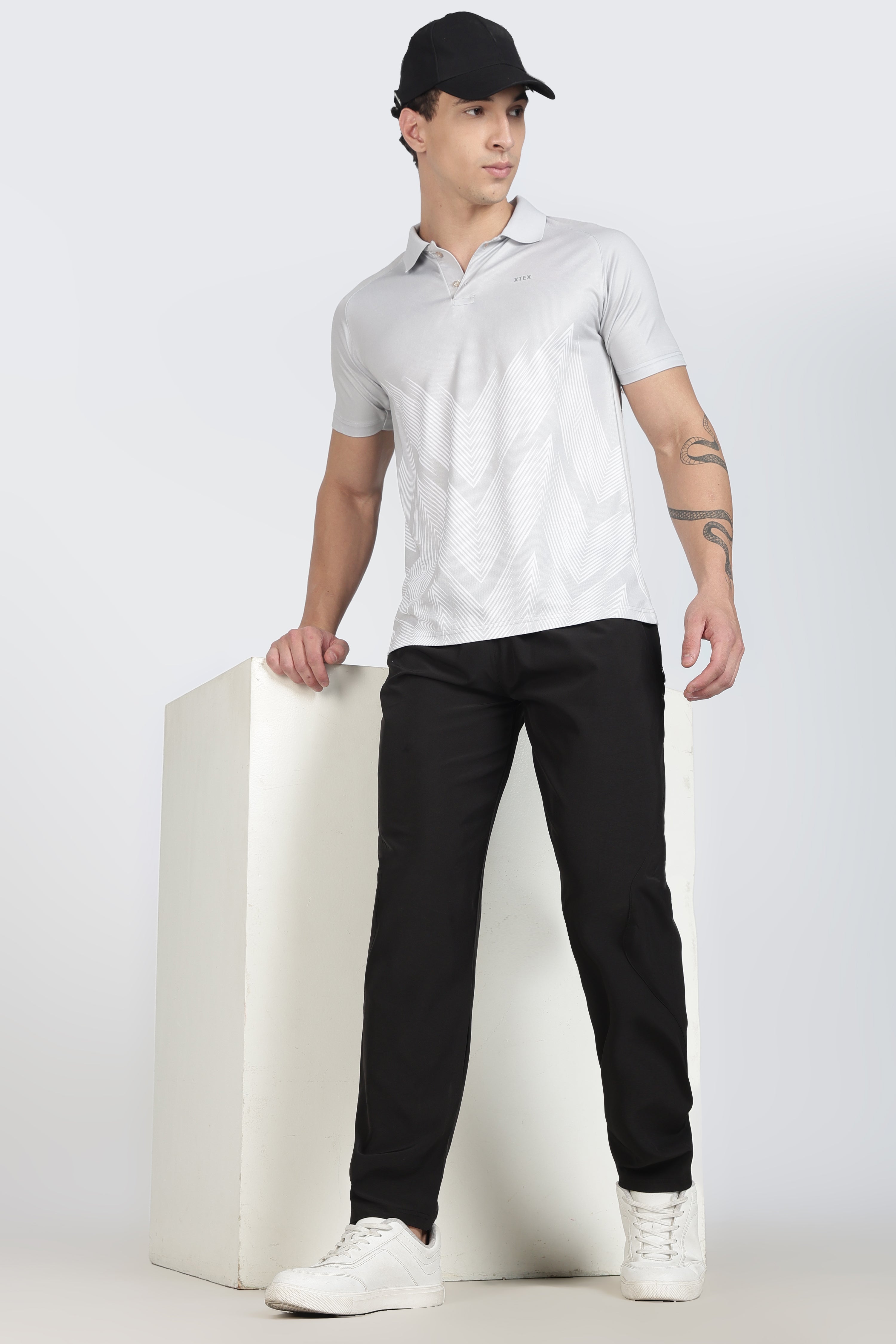 Active-Wear Polo – Breathable Chevron Design for Cricket & Casual Play
