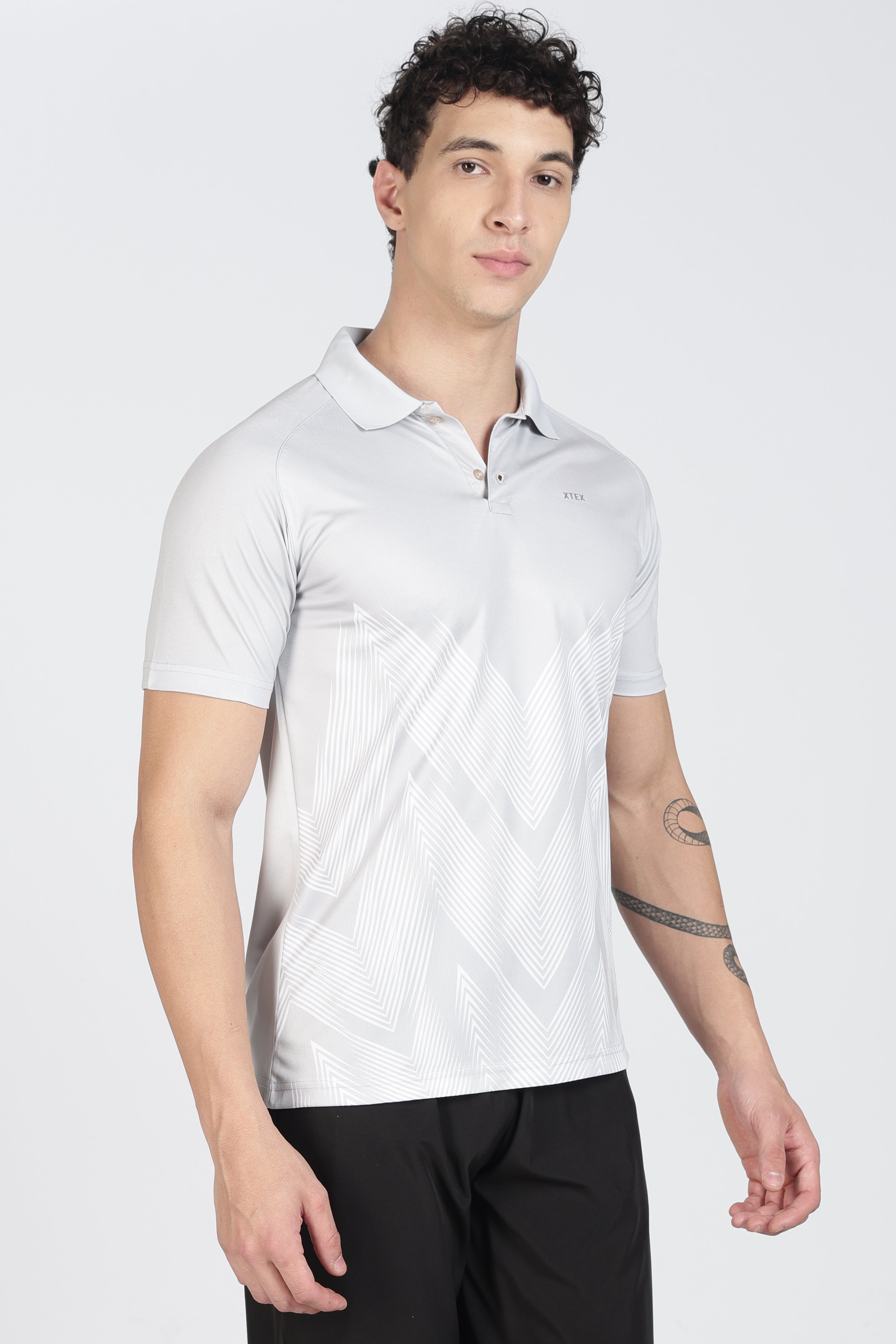 Active-Wear Polo – Breathable Chevron Design for Cricket & Casual Play